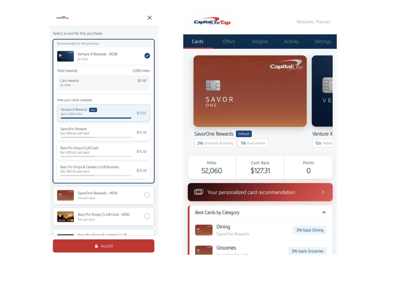 OneTap digital wallet interface